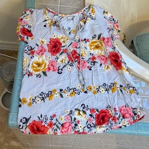 Old Navy Floral Blouse - Red, Yellow, Blue